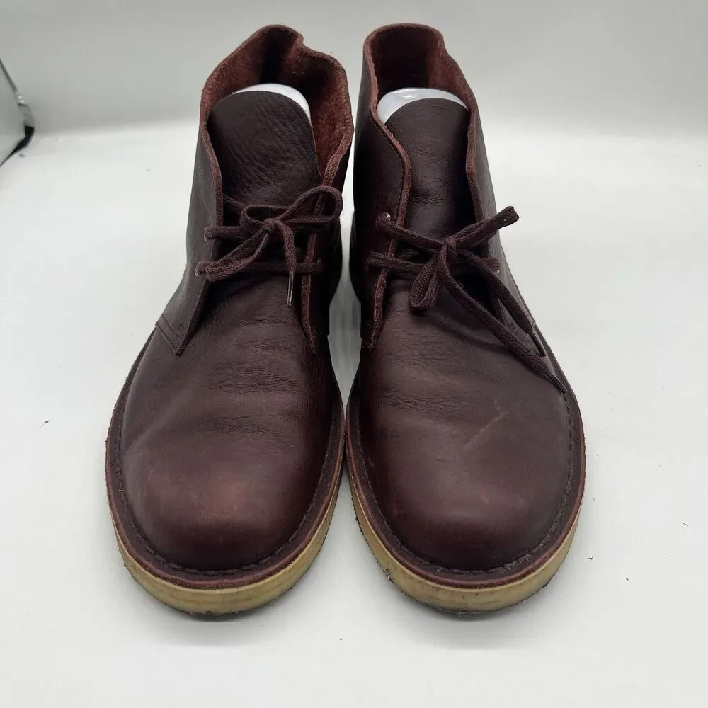 Clarks Originals Men's Desert Boot 9.5 M Burgundy Tumbled Leather 26125547